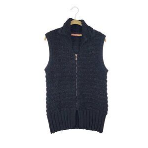 Kuna Alpaca Wool Sweater Vest Black Zip Up Knit Womens Size Large